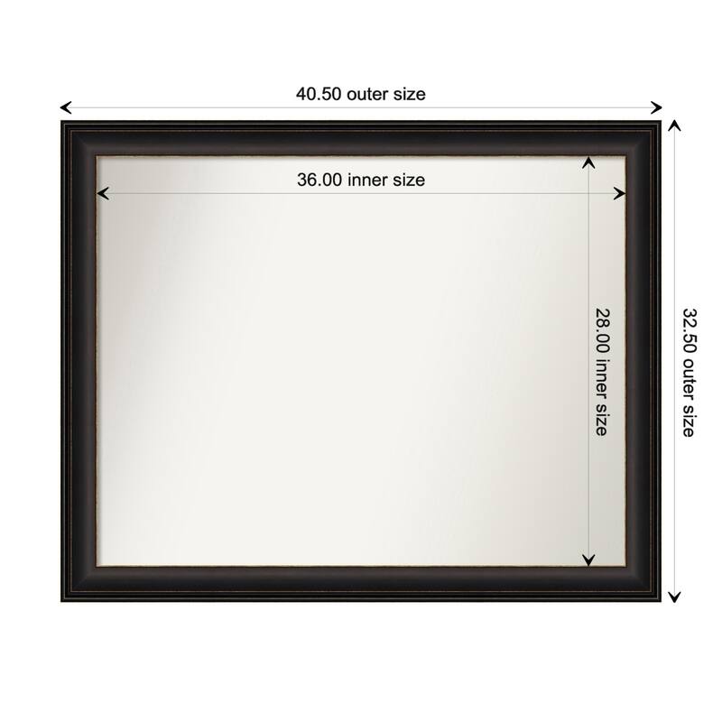 Trio Oil Rubbed Bronze Framed Non-Beveled Custom Wall Mirror, Bathroom Vanity Mirror - Outer Size: 40.5 x 32.5
