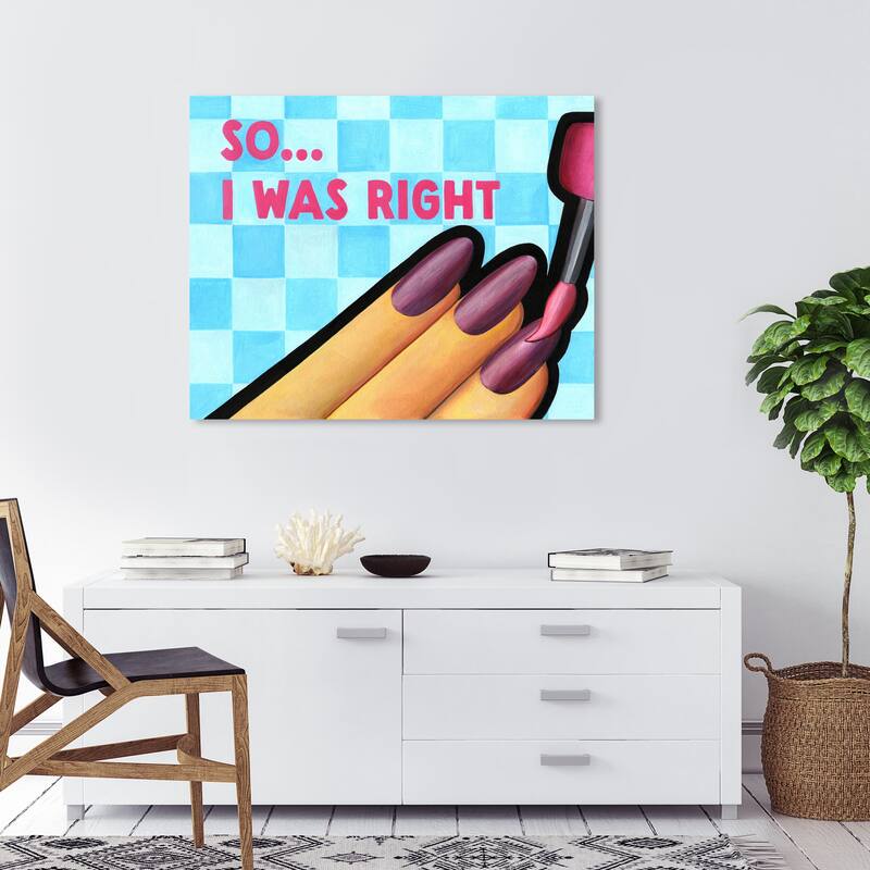 Wynwood Studio Fashion and Glam Doll Memories - Nail polish emoji Purple and Magenta Modern & Contemporary Wall Art Canvas Print - 30 x 36