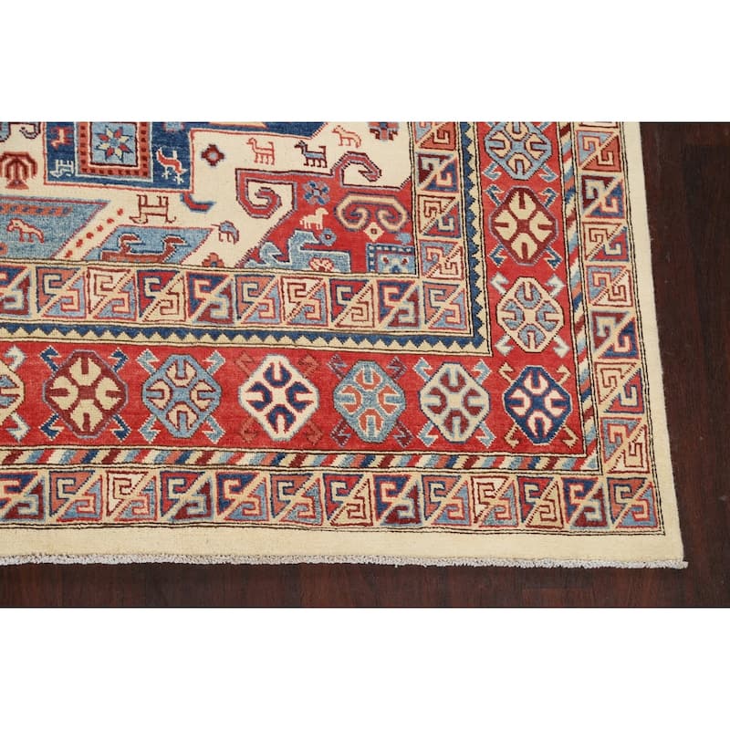 Geometric Super Kazak Oriental Vegetable Dye Area Rug Wool Handmade - 8'8" x 11'9"