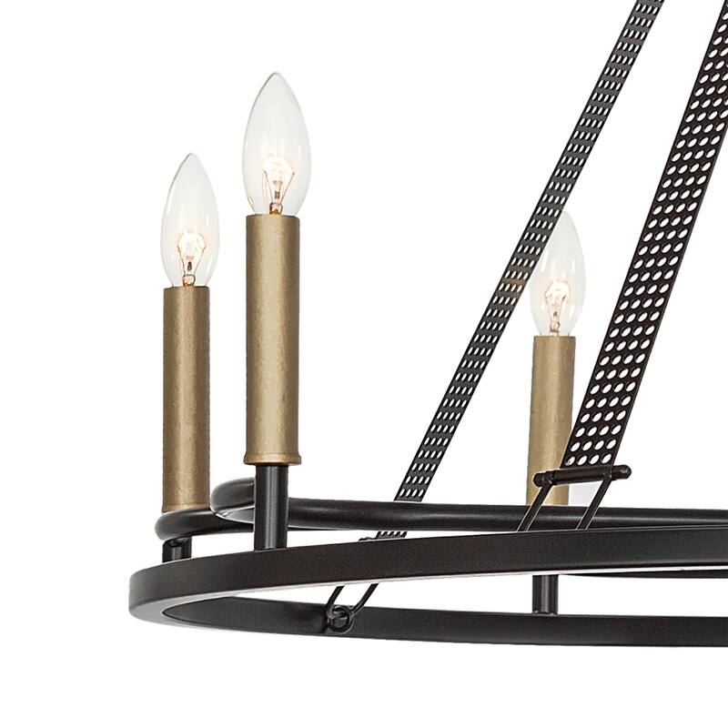 Modern 8 - Light Wagon Wheel Candle Style Chandelier - 36.22"x36.22"x31.69"