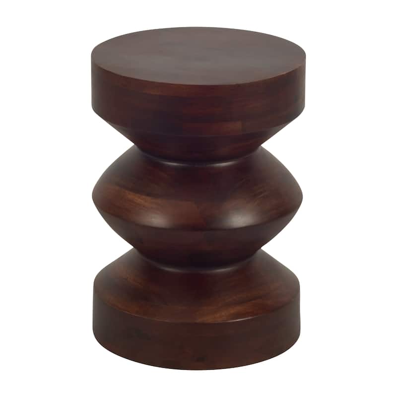 Sagebrook Home Modern Mango Wood Accent Table with Sculptural Design Wood - 13" x 13" x 18"