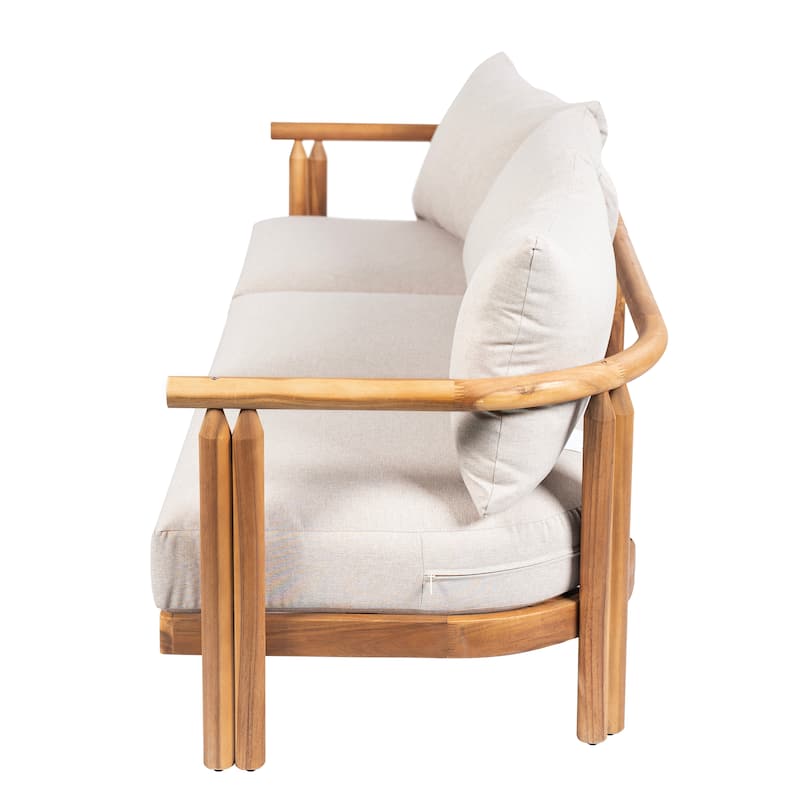 Christopher Knight Home - Outdoor Acacia Wood 3-Seater Sofa with Cushions