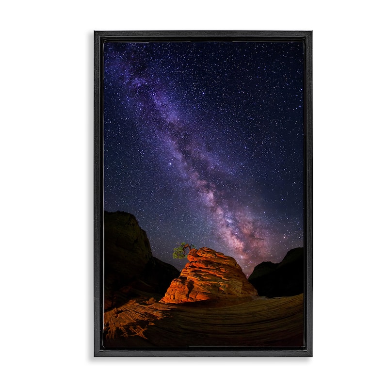 Stupell Milky Way Stars over Canyon Framed Floater Canvas Wall Art Design By Royce Bair - 21 x 31 - Black