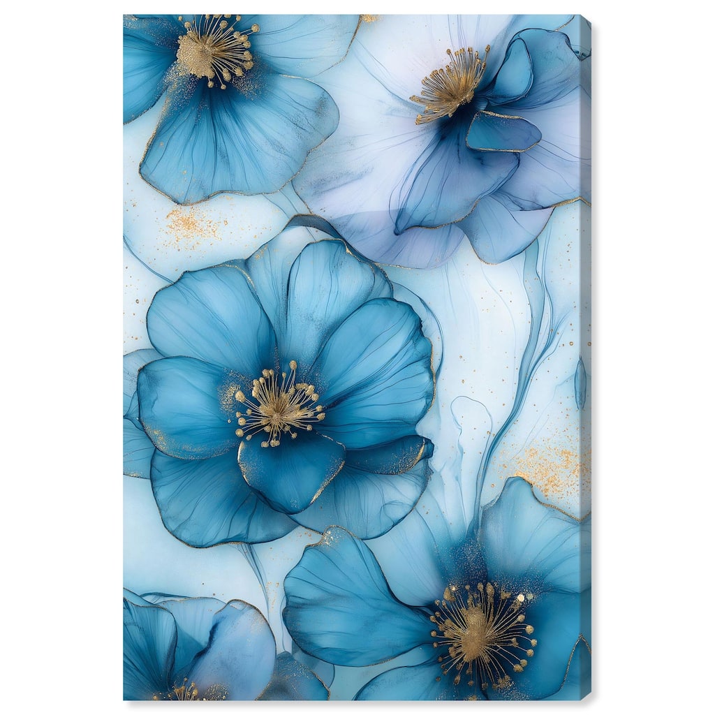 Gilded Cyanescence Canvas by Art Remedy, Gallery Wrapped