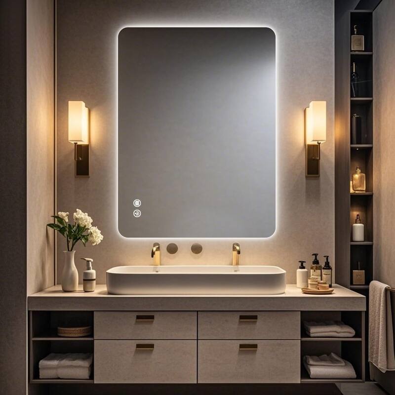 Rectangular Backlit Mirror Bathroom with LED strips,30"x40"