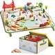 preview thumbnail 1 of 7, Tiny Land® 110-Piece Wooden Train Set with Folding Storage Box Toddler