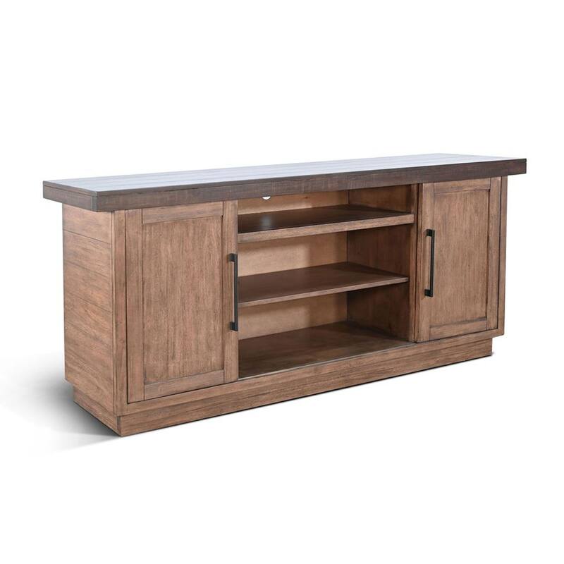 Ceny TV Media Entertainment Console, 78 Inch, 2 Cabinet Doors, Brown