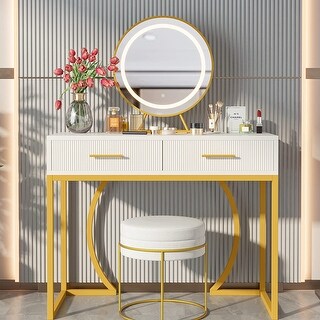 39 Inch Vanity Modern 39 inch Vanity with Lighted Makeup Mirror and 2 Drawers - Bed ...