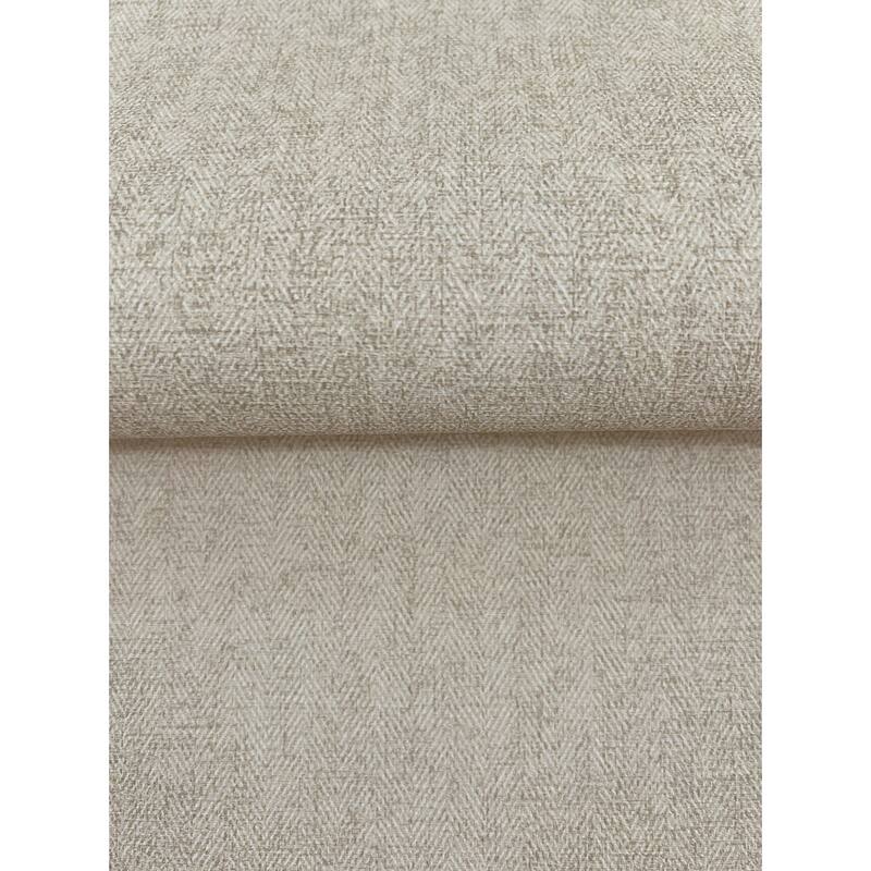 Warner Herringbone Tweed Beige Woven Wallpaper