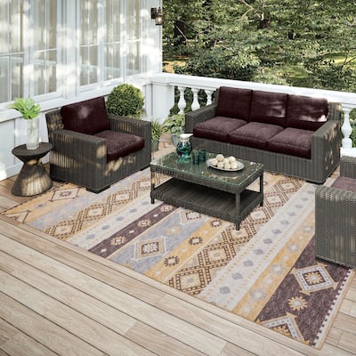 Addison Indoor/ Outdoor Yuma Southwest Boho Washable Rug