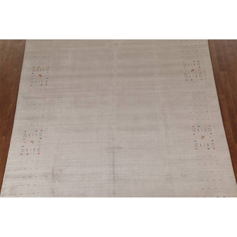 Gabbeh Area Rug Hand-Knotted Tribal Wool Carpet - 7'10" x 9'10"