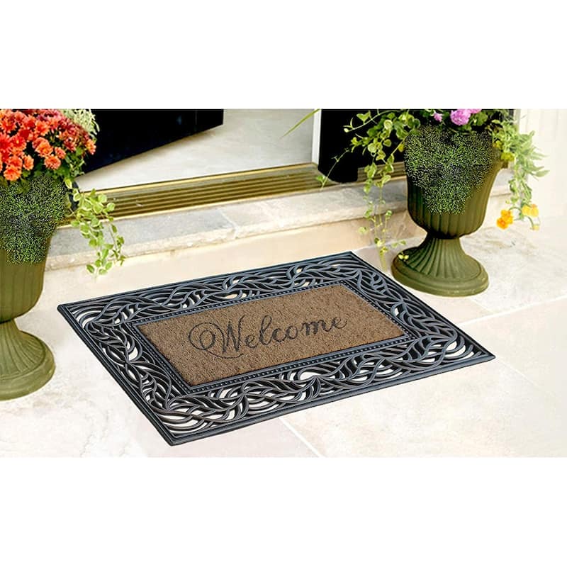 A1HC Hand-Crafted Elegant 18" x 30" Rubber Coir Door Mat