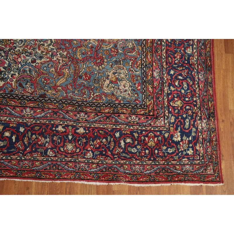 Vegetable Dye Kerman Persian Antique Area Rug Handmade Wool Carpet - 8'10" x 11'9"