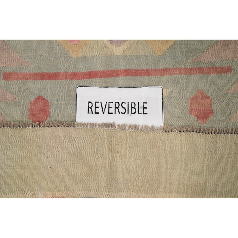 Hand Woven Oriental 100% Wool Carpet Southwestern Tribal Multi-Colored Kilim Area Rug - 6' 9'' X 5' 0''