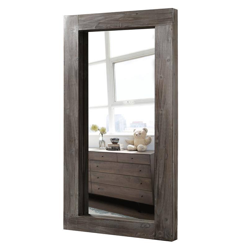 Farmhouse Rectangular Solid Wood Framed Full Length Leaning Mirror