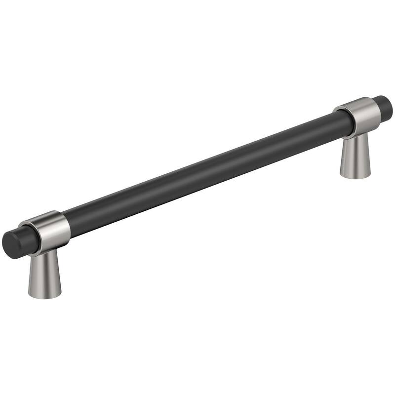 Amerock BP36982 Mergence 12" Center to Center Bar Cabinet Pull - Matte Black / Polished Nickel