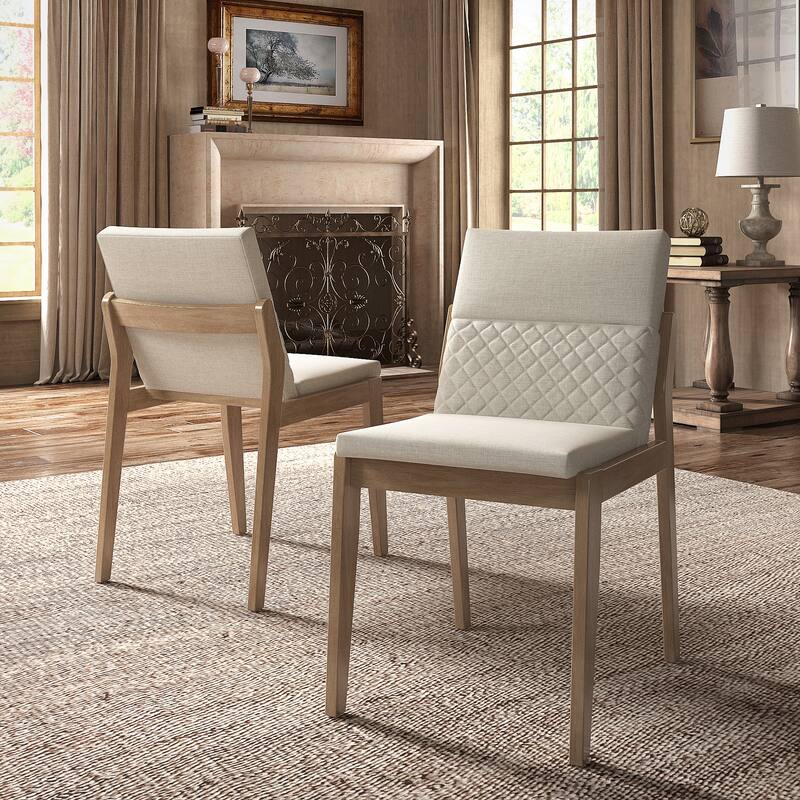 Norvik Beige Linen and Wood Dining Chairs (Set of 2) by iNSPIRE Q Modern