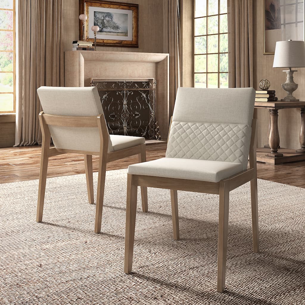 Norvik Beige Linen and Wood Dining Chairs (Set of 2) by iNSPIRE Q Modern