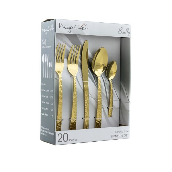 20 Piece Flatware Utensil Set Stainless Steel Silverware Metal