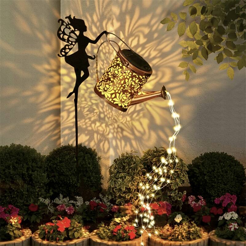 RGB light 2 PCS Fairy Garden Decor Light with Solar Watering Can