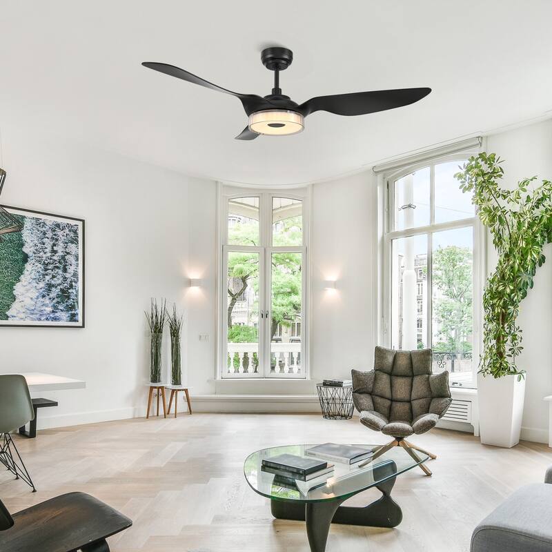 CARRO Felix 56" ABS 3-Blade Indoor Black Smart Ceiling Fan with Light and Remote