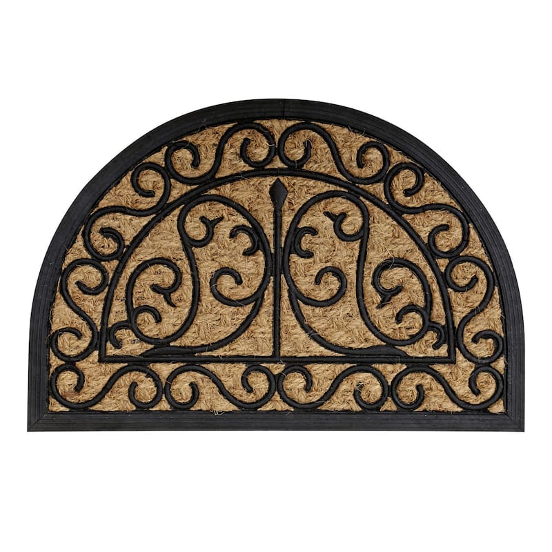 Half Circle Door Mat 24x16 Inch - 16 W x 24 L x 1/4 H - Arabesque Semi Circle