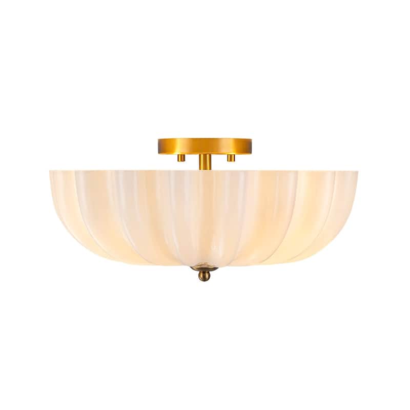 Chic Modern 3-Light Shell Scalloped Glass Semi-Flush Mount - 15 in