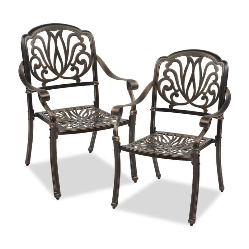Patio Cast Aluminum Dining Chair Set (Set of 2) - without Cushion