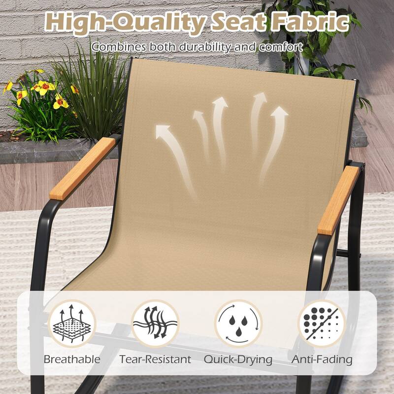 Costway 3 Piece Rocking Bistro Set with Storage Bag PS Armrests & - See Details