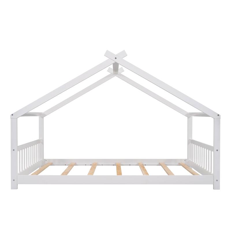 Full Pine House Platform Bed with Headboard & Footboard