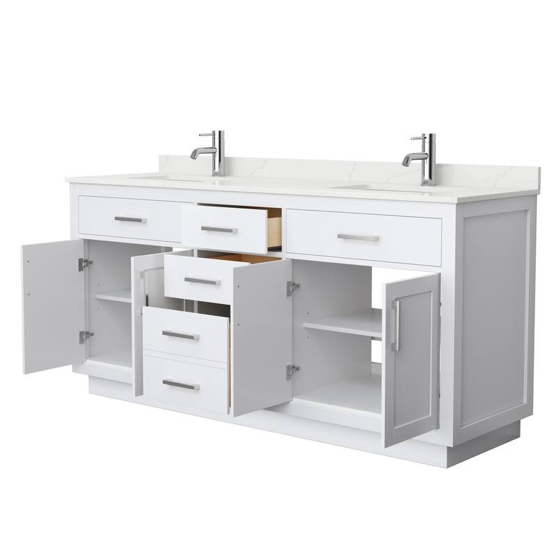 Beckett TK 72-inch Double Vanity, Single Hole Quartz Top