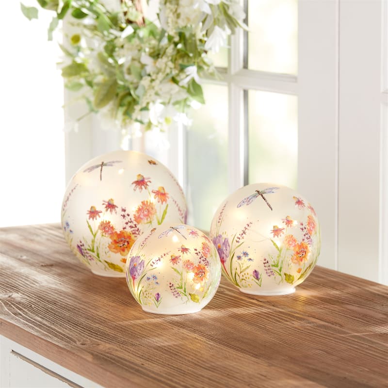 LED Floral Dragonfly Orb (Set of 3)