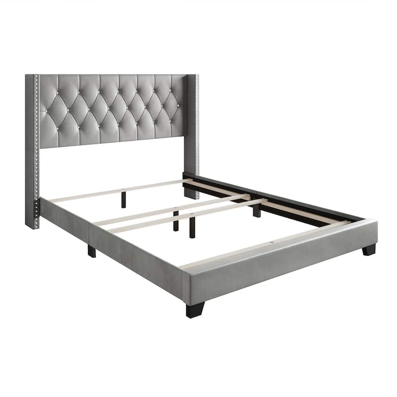 CraftPorch Glam Button Tufted Wingback Upholstered Bed