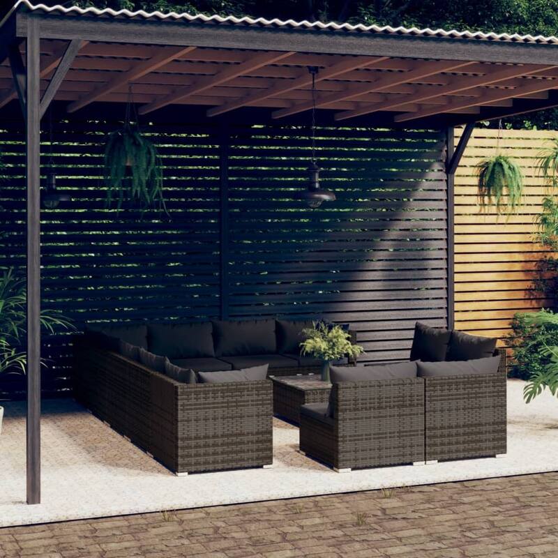 vidaXL Patio Lounge Set Outdoor Sectional Sofa Set Table Garden Poly Rattan
