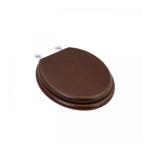 Wooden Round Toilet Seat with Lid Dark Oak Finish Commode Seats with