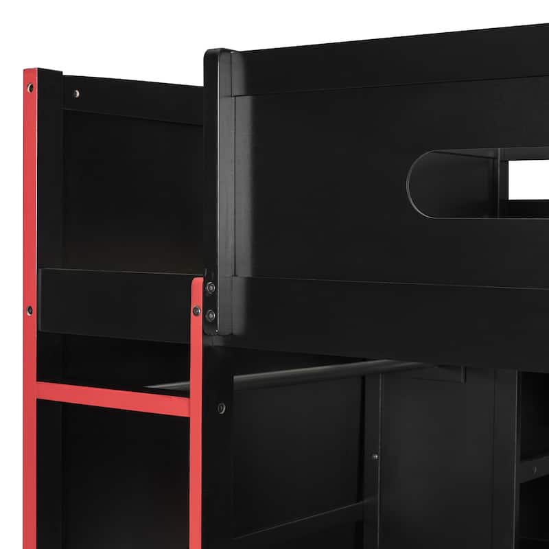 Ultimate Gamer’s Loft Bed with Desk, Storage, and RGB LED Lights by Harper&Bright Designs