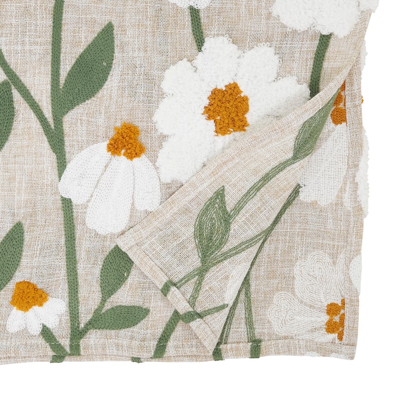 Embroidered Floral Table Runner - Decorative Non-Reversible Polyester Table Runner for Dining Table, 14"x72"