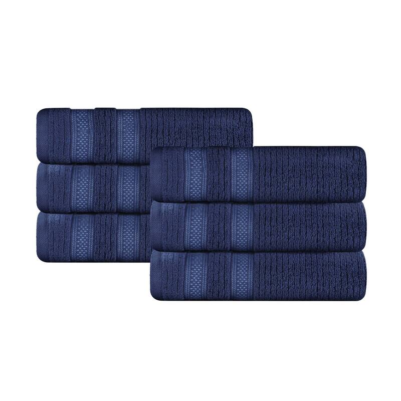 Superior Brea Zero Twist Cotton Ribbed Modern Hand Towel Set of 6