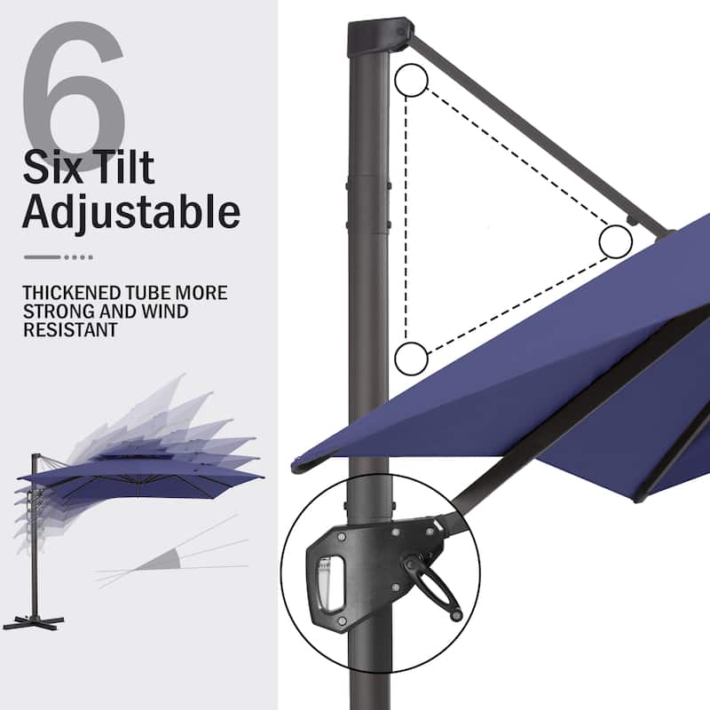 Pellebant 9X11 FT Double Top Patio Cantilever Umbrella, Base Not Included