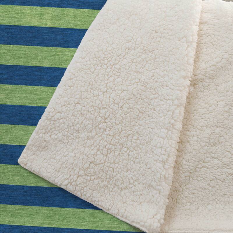 Premium Machine Washable Casual Stripes Sherpa Throw Blanket