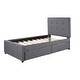 preview thumbnail 13 of 11, Linen Upholstered Platform Bed With Headboard And Two Drawers, Twin Size