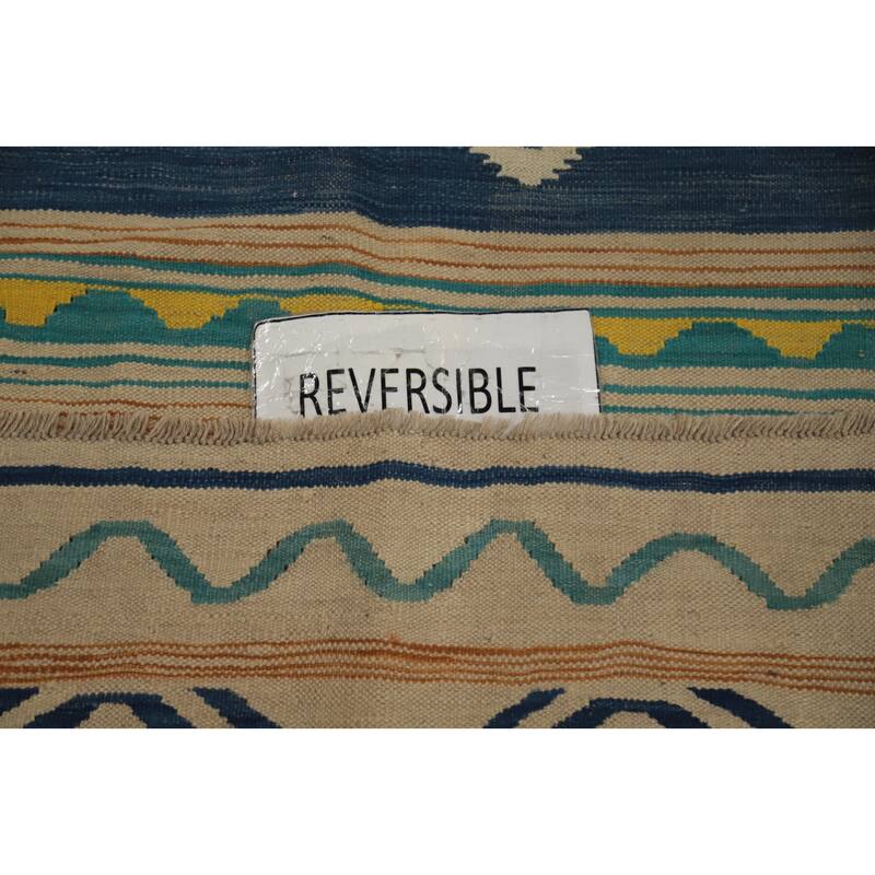 Hand Woven Oriental 100% Wool Carpet Southwestern Tribal Multi-Colored Kilim Area Rug - 6' 6'' X 4' 10''