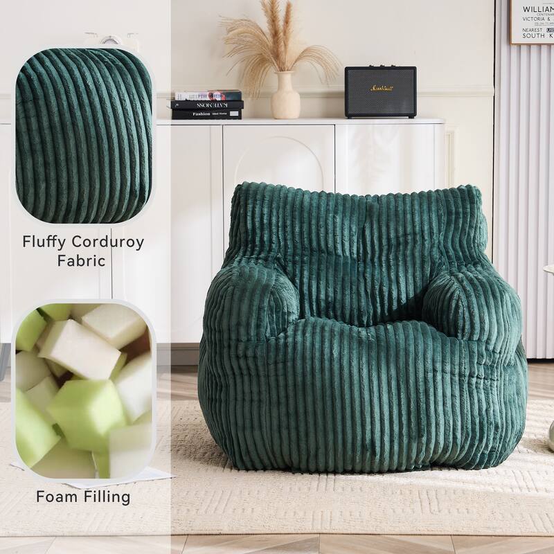 Soft Fluffy Corduroy Fabric Bean Bag Chair Filled With Memory Sponge