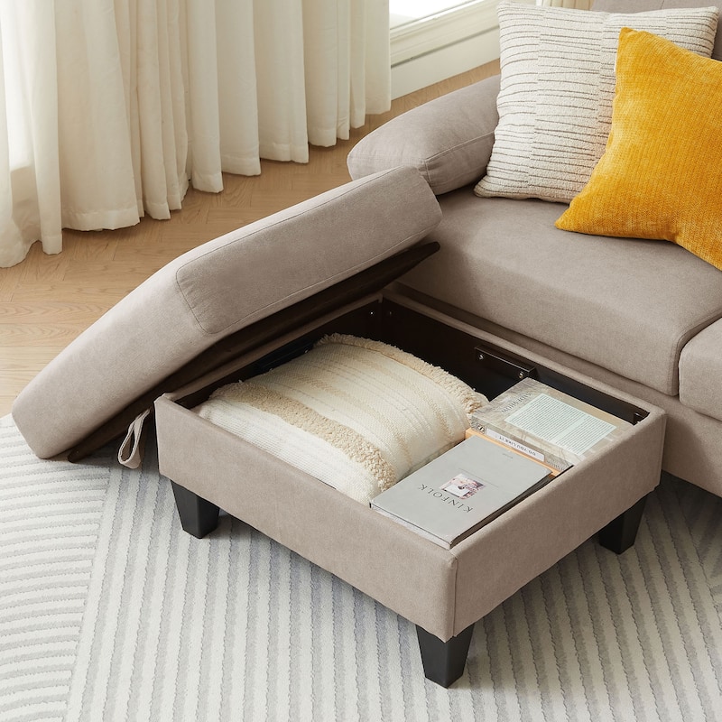 86.22" L Shaped Sectional Sofa with Side Storage Pockets