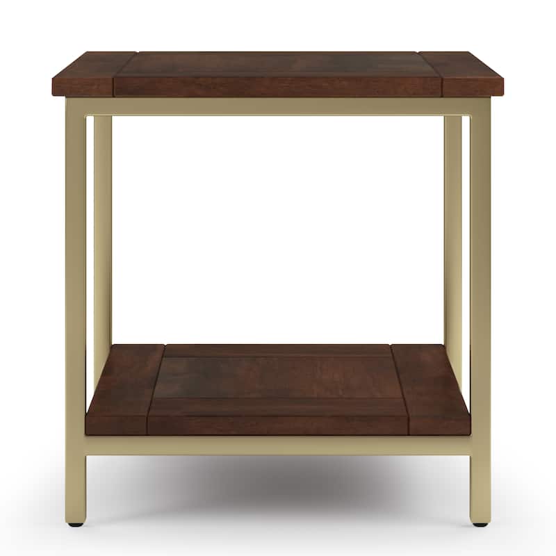 WYNDENHALL Rhonda SOLID MANGO WOOD & Metal 22" Wide Square Industrial End Side Table - 22 W x 22 D x 22 H