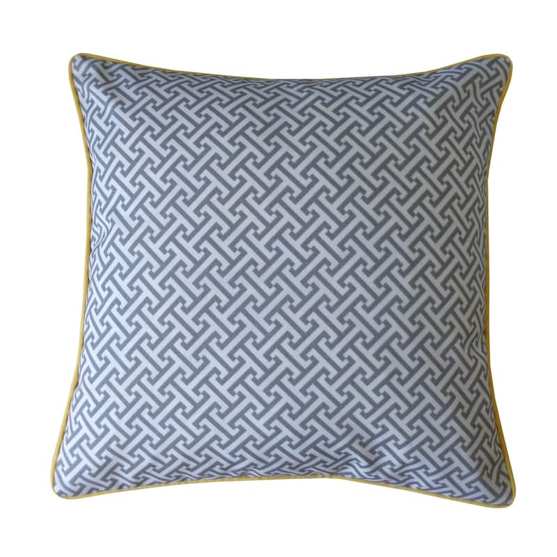 Jiti Outdoor Waterproof Sunbrella Mid-Century Modern Geometric Maze Patterned Square Throw Pillows Cushions for Pool Patio Chair - Grey/Yellow
