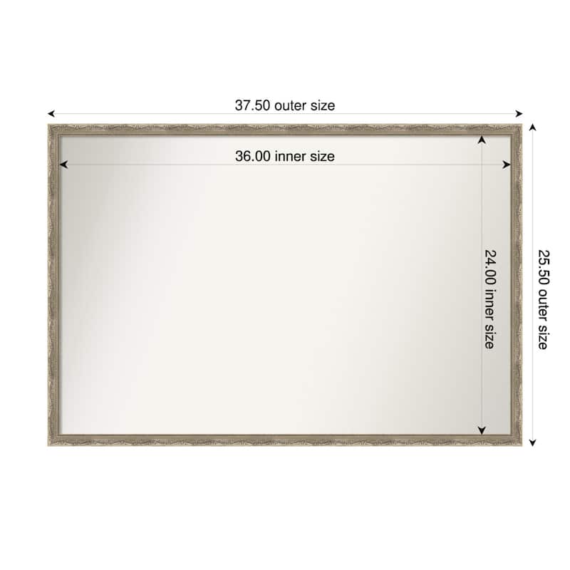 Mila Non-Beveled Wood Framed Wall Mirror - 38 x 26 in - Mila Dark Silver
