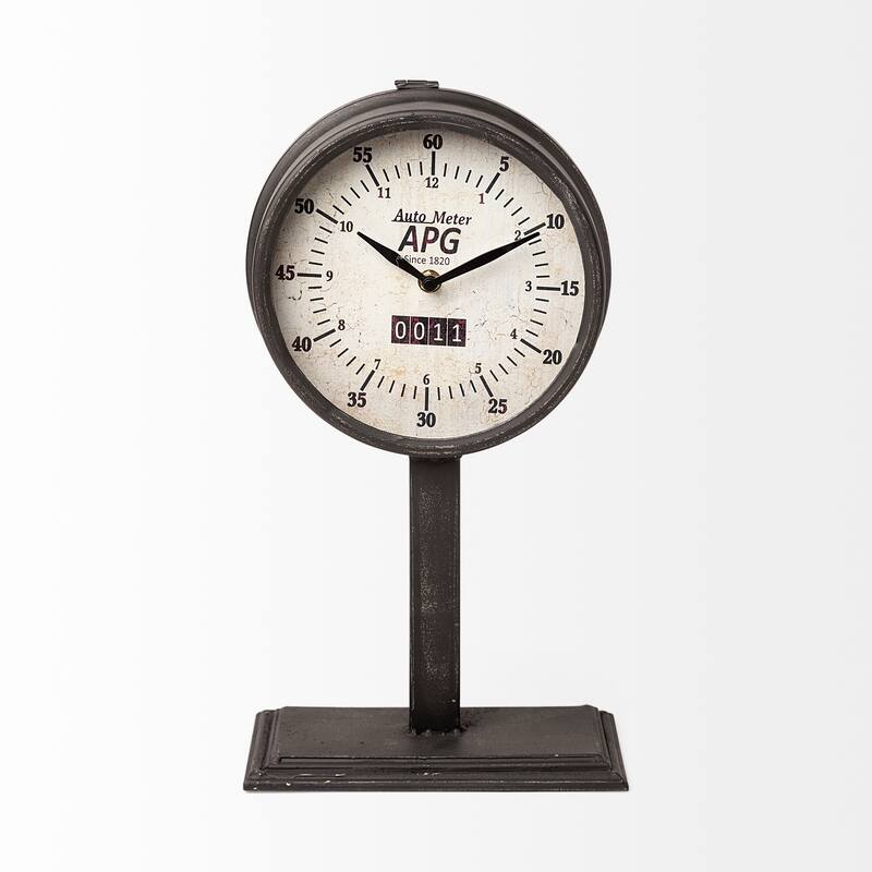 HomeRoots Rectangular Table Clock With Automobile Speedometer Style - 5' X '16' X '9