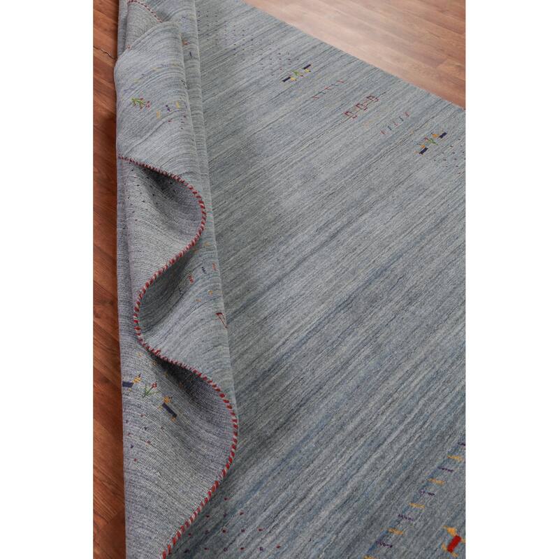 Hand Knotted Oriental 100% Wool Carpet Tribal Stripe Greys & Charcoal Gabbeh Area Rug - 8' 4'' X 5' 11''