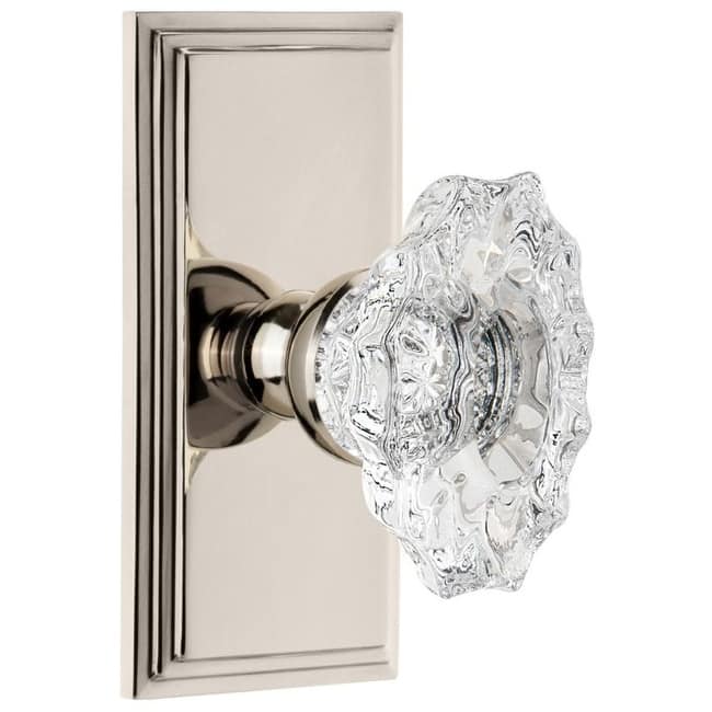 Grandeur Carre Solid Brass Rose Single Dummy Door Knob with Biarritz - Polished Nickel